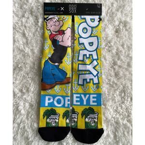 Odd Sox Popeye Cartoon Novelty Crew Socks NEW Spinach Anchors TV Movie Fun